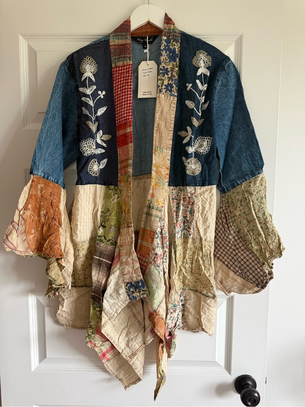 Young Threads Patchwork Embroidered Boho Kimono NWT M - Picture 1 of 12